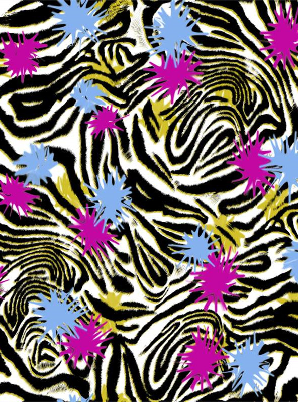 时尚斑马纹与泼墨设计的面料印花素材