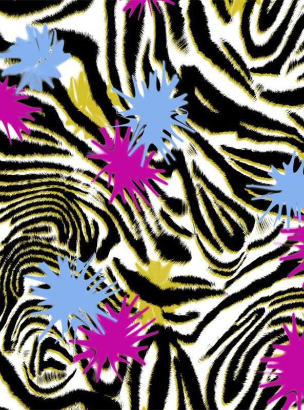 撞色斑马纹面料印花素材,打造个性服装印花设计