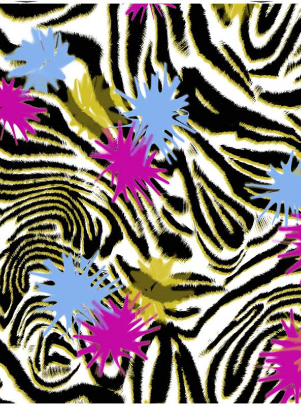 时尚撞色斑马纹面料印花 个性服装印花素材推荐