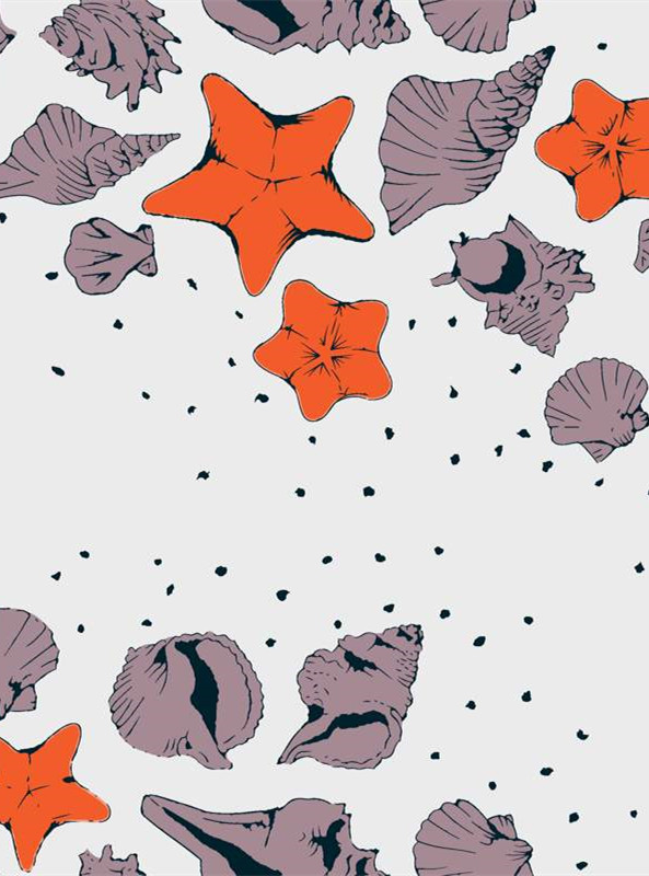 海洋风面料印花素材 海星贝壳图案