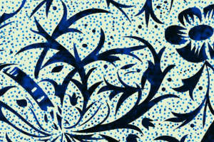 复古手绘蓝白花卉面料印花 时尚服装印花素材推荐