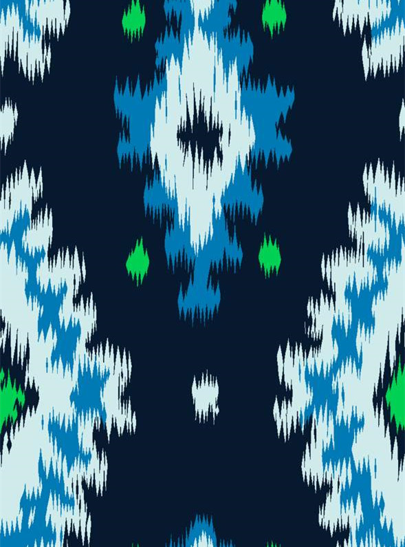 民族风几何图案 蓝色系面料印花素材