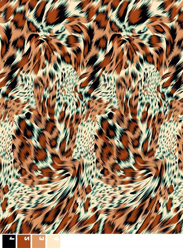 复古豹纹面料印花 时尚服装印花设计素材