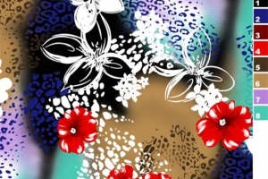 复古花卉与豹纹融合的服装印花素材