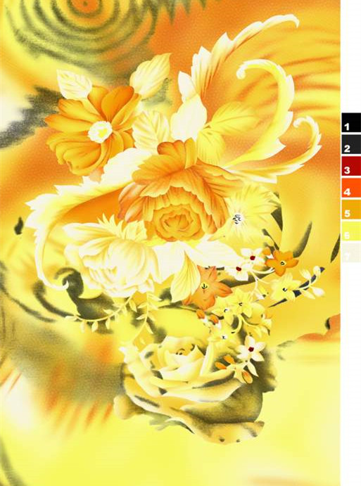 复古黄调花卉面料印花 高端服装印花设计素材