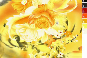 复古黄调花卉面料印花 高端服装印花设计素材