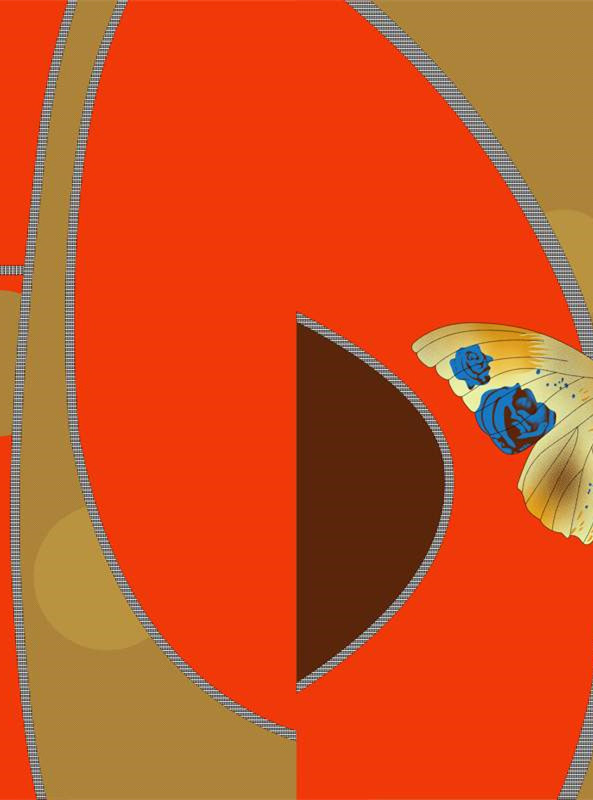 时尚几何与蝴蝶元素的面料印花素材,适用于服装印花设计