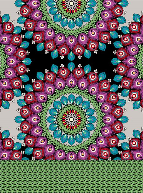 民族风孔雀羽毛面料印花 时尚服装印花素材推荐