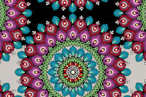 民族风孔雀羽毛面料印花 时尚服装印花素材推荐