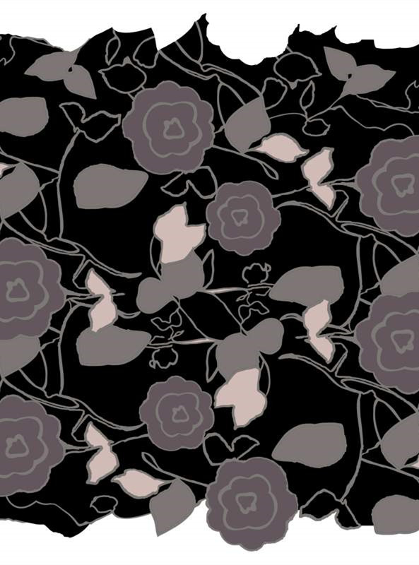 复古灰调花卉面料印花素材,适用于高端服装印花设计