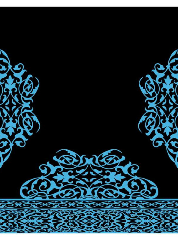 复古蓝黑对称花纹 高端服装印花素材推荐