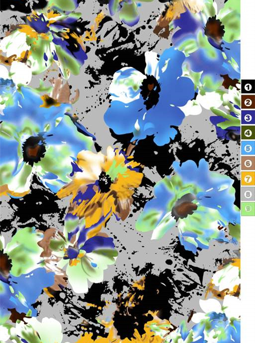 艺术抽象花卉面料印花素材 服装印花设计