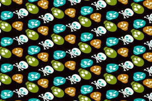 多彩骷髅头面料印花设计，时尚服装印花素材推荐