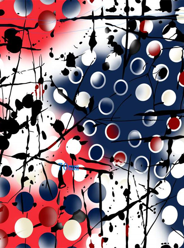 时尚波点与泼墨设计的面料印花素材