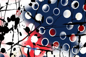 时尚波点与泼墨设计的面料印花素材