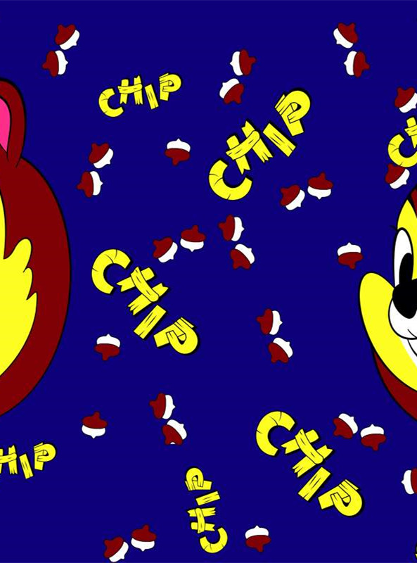趣味卡通'CHIP'圣诞主题面料印花素材