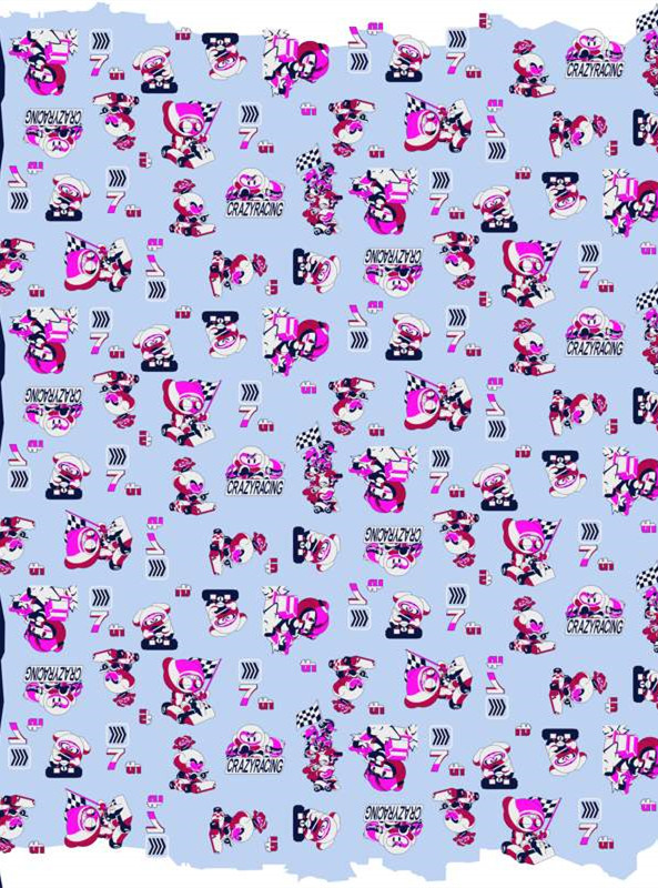 潮酷赛车主题面料印花素材 适用于服装印花设计