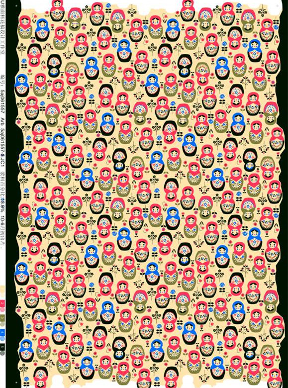 复古俄罗斯套娃图案 创意面料印花设计素材