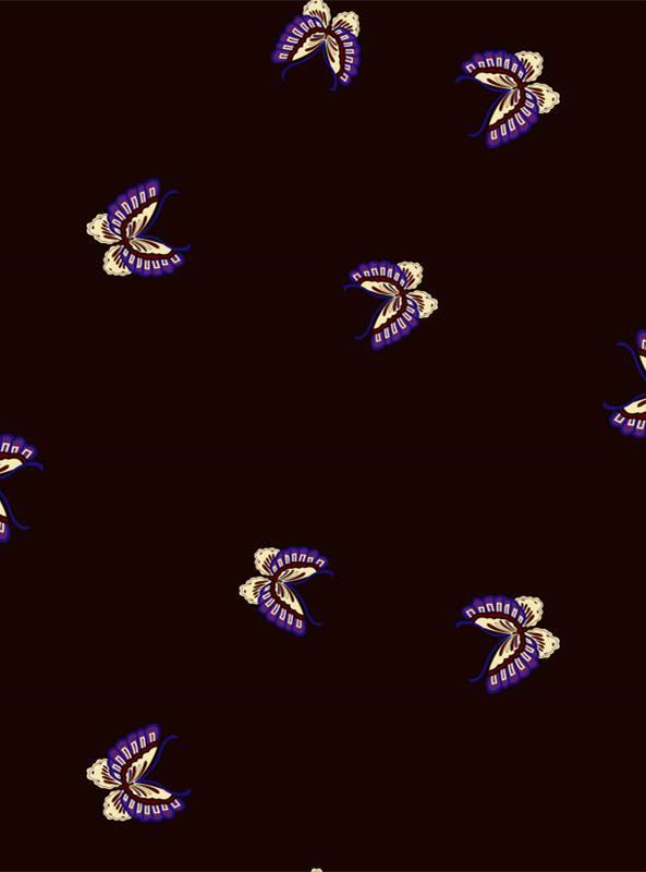 复古紫蝶纹面料印花素材 高端服装印花设计
