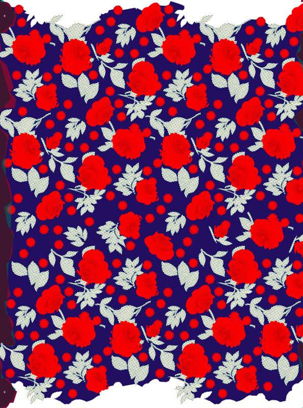 复古红玫瑰波点面料印花素材