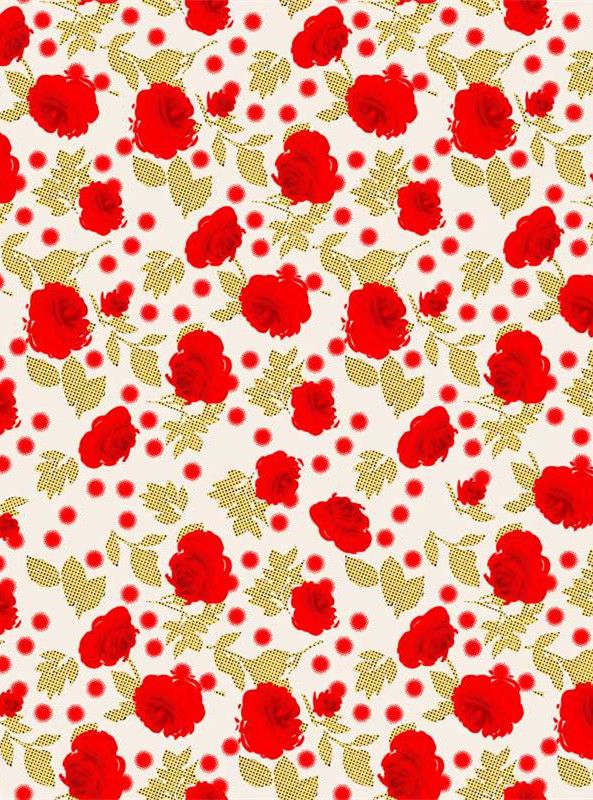 经典红玫瑰花卉图案 服装印花设计素材