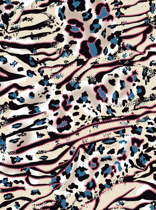 时尚豹纹与斑马纹融合的面料印花设计素材
