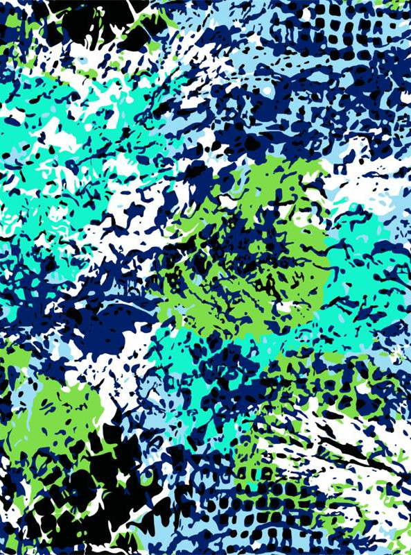 活力蓝绿撞色抽象纹理面料印花素材