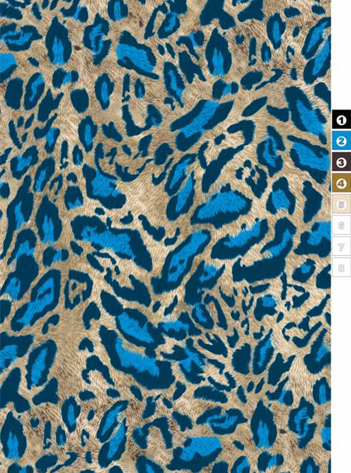 时尚蓝色豹纹面料印花 高端服装印花设计素材