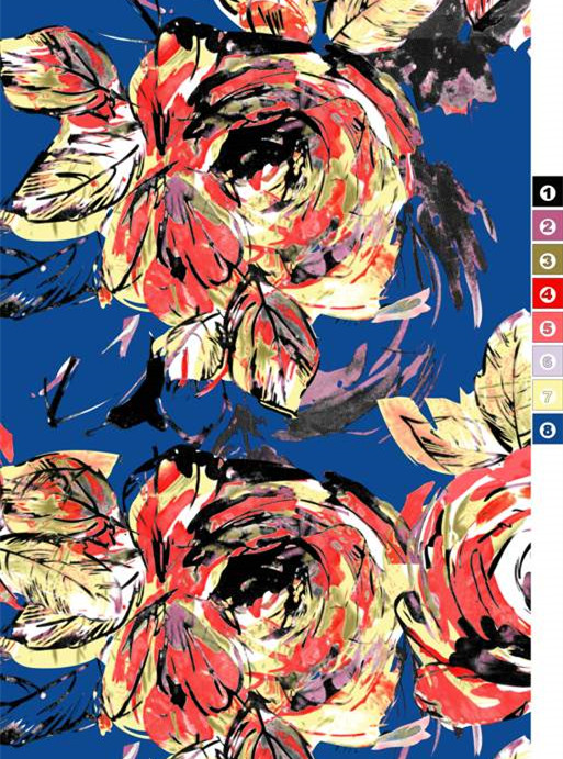 复古花卉艺术面料印花 时尚服装印花设计素材