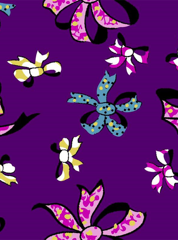 复古蝴蝶结面料印花 时尚服装印花素材推荐