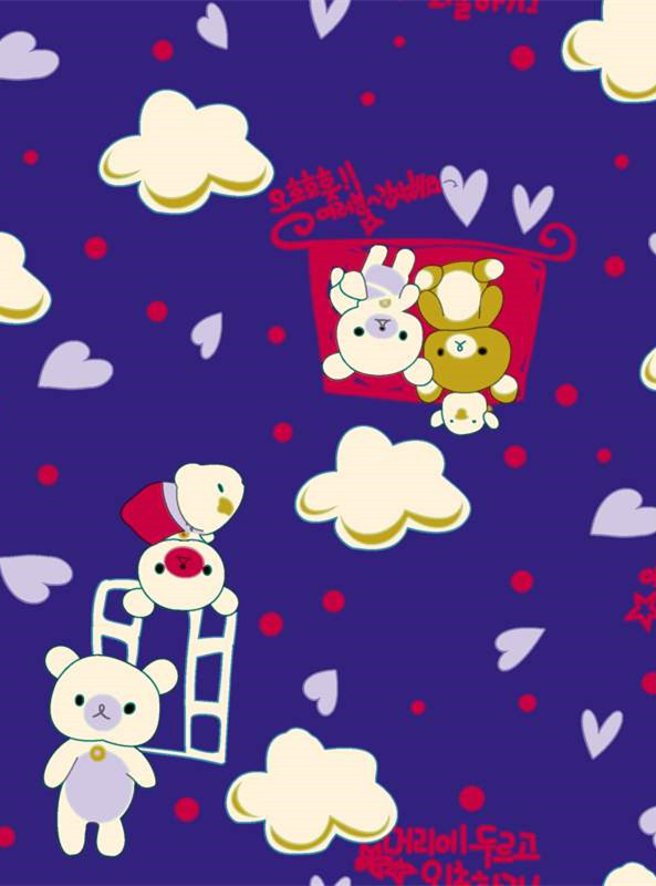 童趣云朵爱心 梦幻风服装印花设计素材