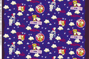 可爱卡通云朵小熊面料印花 儿童服装印花素材