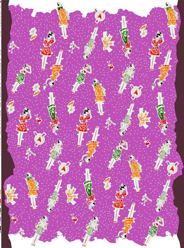 复古波普风面料印花素材 时尚服装印花设计