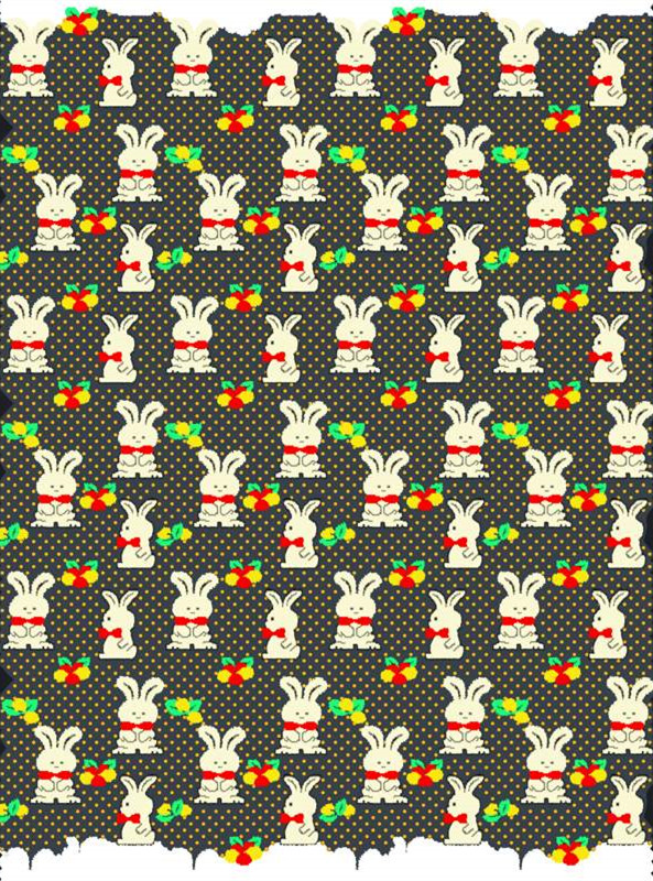 可爱兔子图案面料印花素材 适用于儿童服装印花设计