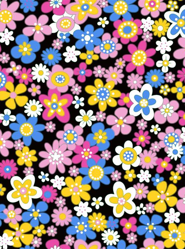 复古多彩花卉面料印花素材 时尚服装印花首选