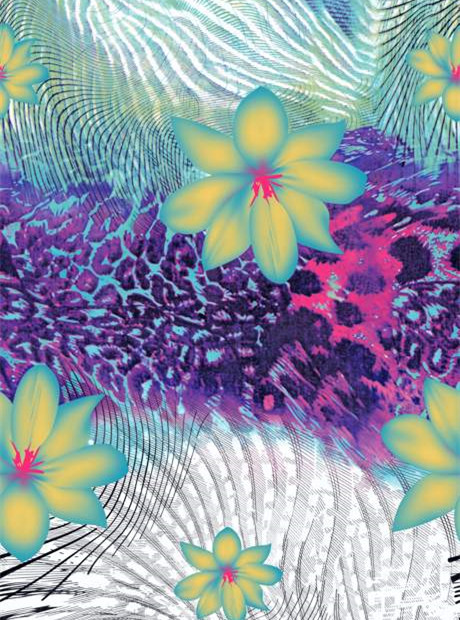 夏日活力花卉羽毛纹样服装印花素材