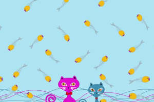 可爱猫咪海洋风面料印花 时尚童装服装印花素材推荐