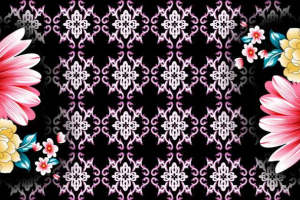 复古花卉与几何纹样结合的面料印花设计素材