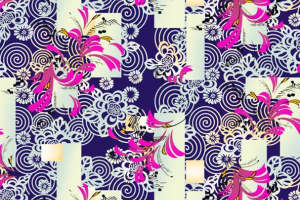 复古花卉与几何融合的面料印花设计素材
