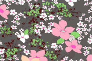 复古灰底花卉面料印花 时尚服装印花设计素材