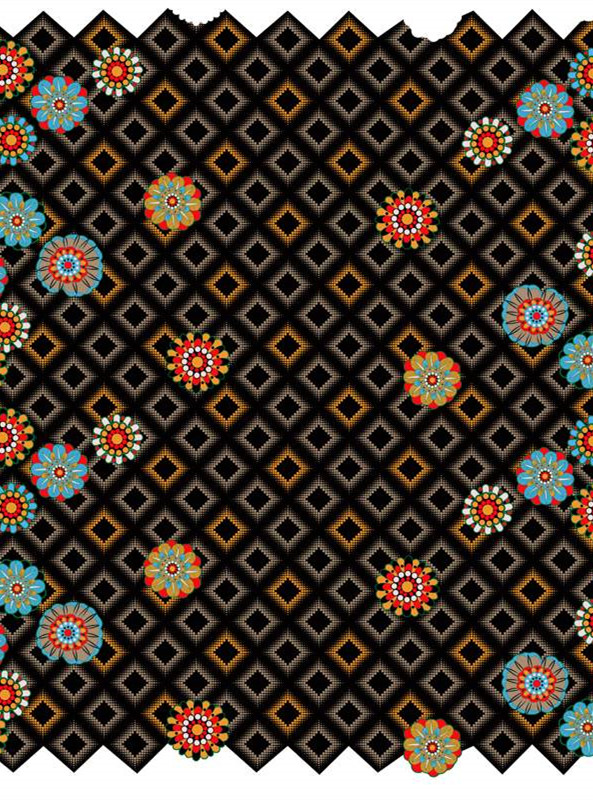 复古民族风面料印花素材,几何花卉服装印花设计