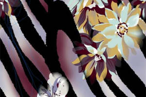 艺术花卉与斑马纹融合的面料印花设计素材