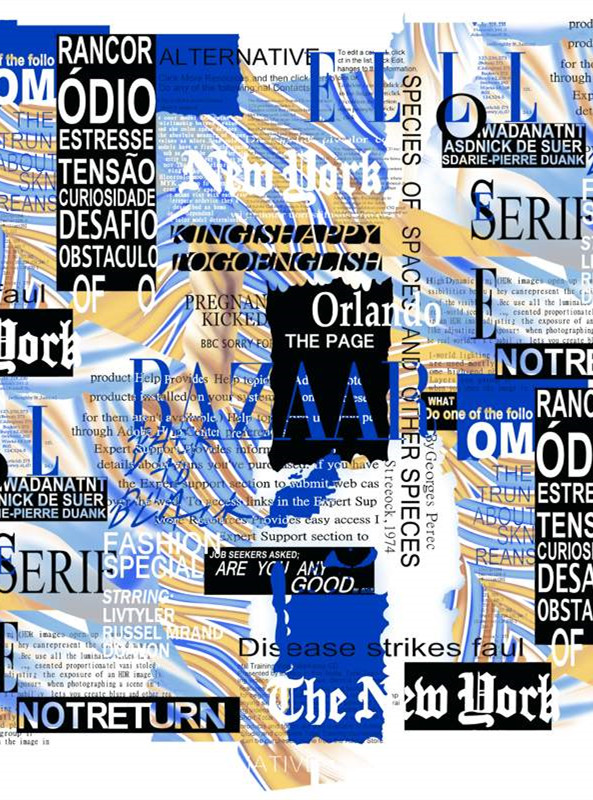 复古报纸拼贴风面料印花素材 时尚服装印花设计