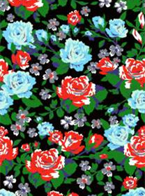 复古红蓝玫瑰面料印花 时尚服装印花素材推荐