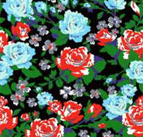 复古红蓝玫瑰面料印花 时尚服装印花素材推荐