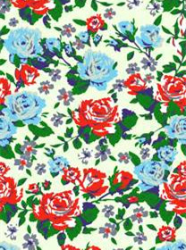 复古红蓝花卉面料印花素材,打造时尚服装印花设计