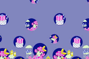 可爱卡通小狗与城堡 面料印花设计素材