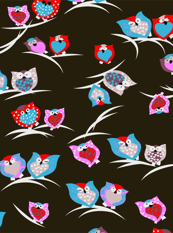 可爱猫头鹰卡通面料印花 儿童服装印花素材推荐