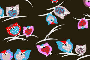 可爱猫头鹰卡通面料印花 儿童服装印花素材推荐