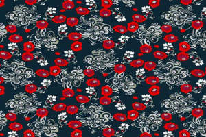 复古红韵花卉面料印花素材 服装印花设计灵感